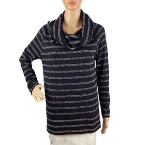 Lou & Grey Sweater Size M Black Stripe Cowl Neck